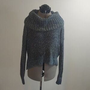 American Eagle Teal and Silver Cowlneck Sweater